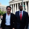 David Koubbi, avocat de Tristane Banon, et Kenneth Thompson, avocat de Nafissatou Diallo, à New York, le 19 juillet 2011.