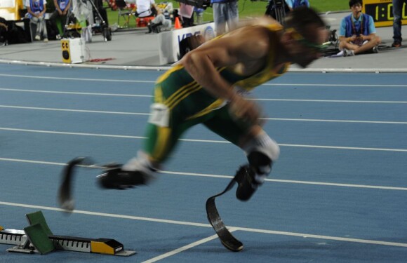 Oscar Pistorius, amputé des deux jambes a pris le départ du 400m lors des championnats du monde d'athlétisme de Daegu en Corée du Sud le 28 août 2011