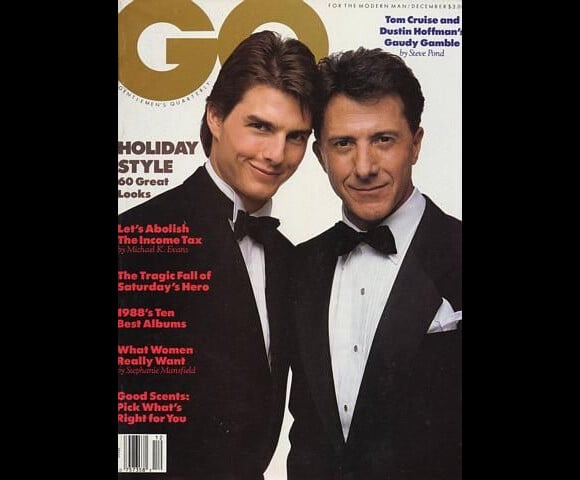 Tom Cruise et Dustin Hoffman posent ensemble pour GQ. Décembre 1988.