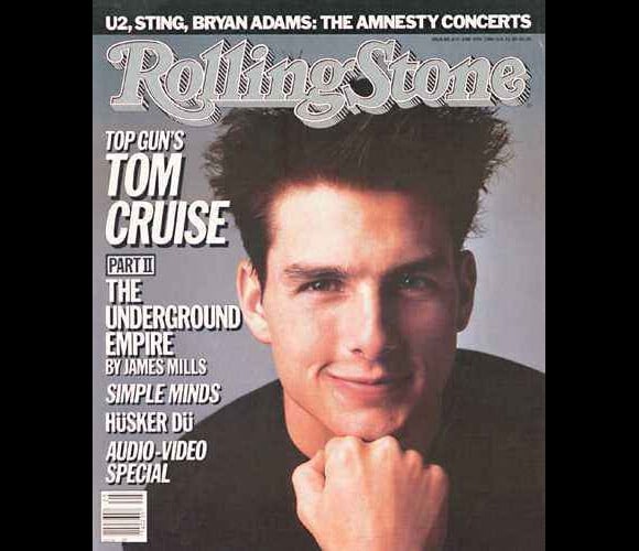 L'acteur Tom Cruise révélé par Risky Business et Top Gun, pose en couv' de Rolling Stone. 19 juin 1986.