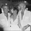 Georges Fillioud et Danièle Evenou avec Eddie Barclay en juillet 1986