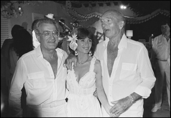 Georges Fillioud et Danièle Evenou avec Eddie Barclay en juillet 1986