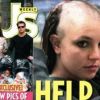 Britney Spears se rasant le crâne, symbole de sa descente aux enfers : la chanteuse fait les choux gras des tabloïds comme US Weekly. Mars 2007.