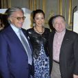 Michelle Yeoh entourée par son compagnon Jean Todt et Diego della Valle lors de la soirée de lancement de la collection Signature de la marque Tod's. Ambassade d'Italie à Paris, le 2 octobre 2011
