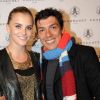 Taïg Khris et sa compagne Petra lors de la soirée d'ouverture de la marque Pourchet à Paris le 13 octobre 2011. Place des Vosges.