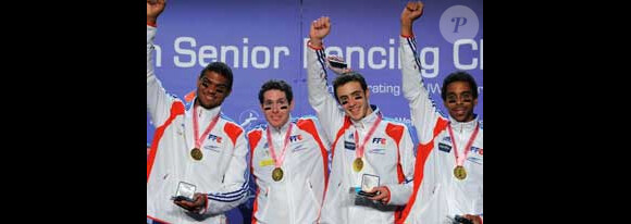 Jean-Michel Lucenay, Gauthier Grumier, Ronan Gustin et Yannick Borel, en juillet 2011, alors qu'ils étaient sacrés champions d'Europe.