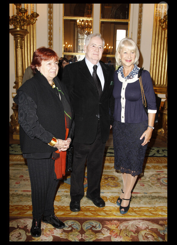 Helen Mirren, Marta et Istvan Szabo au Ministère de la Culture à Paris pour un hommage à Istvan Szabo le 18 octobre 2011.
