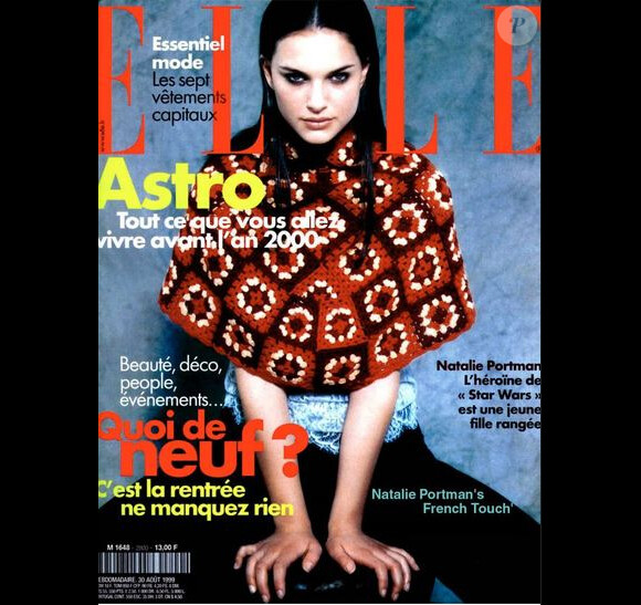 L'héroïne de Star Wars Natalie Portman, en couverture du magazine Elle de septembre 1999.