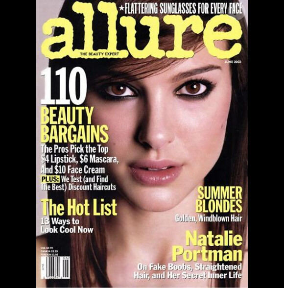 La comédienne Natalie Portman, en Une du magazine Allure. Juin 2002.