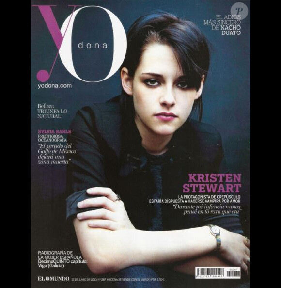 L'actrice Kristen Stewart, en Une du magazine espagnol Yo Dona. 12 juin 2010.