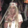 Lindsay Lohan fête Halloween au Forever Cemetary, à Los Angeles, le 31 octobre 2011.