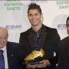 Alfredo di Stefano, Cristiano Ronaldo et Eusebio lors de la remise du Soulier d'Or du meilleur buteur de l'année à Madrid le 4 novembre 2011