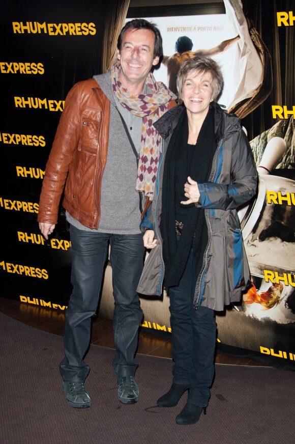 Jean-Luc Reichmann et Véronique Jannot lors de l'avant-première de Rhum Express, le 8 novembre 2011, à Paris.
