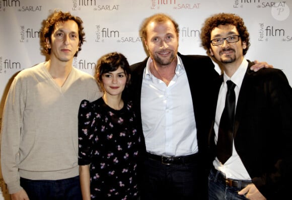 Stephane Foenkinos, Audrey Tautou, Francois Damiens et David Foenkinos pour La Délicatesse au festival de Sarlat, le 8 novembre 2011.