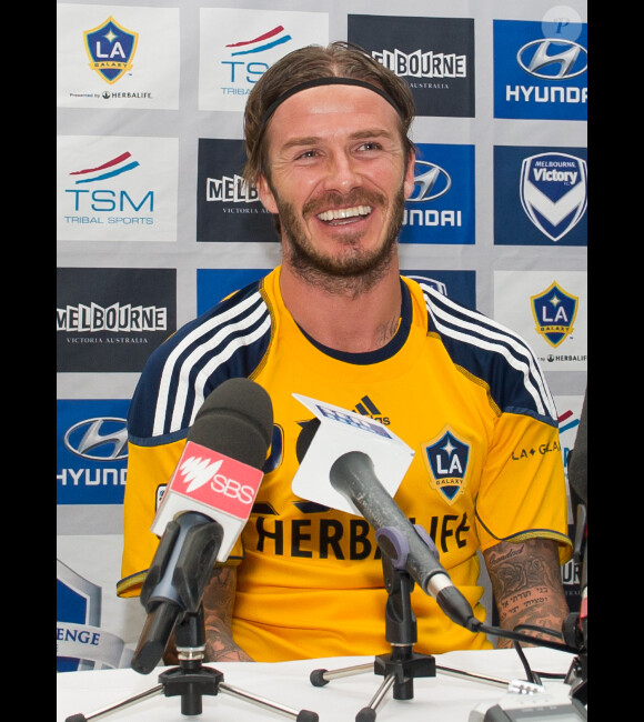 David Beckham était tout sourire en conférence de presse le 5 décembre 2011 à Melbourne