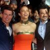 Tom Cruise, Paula Patton et Anil Kapoor présentent Mission : Impossible - Protocole Fantôme, à Mumbaï, Inde, le 4 décembre 2011.