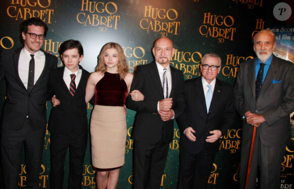 L'équipe du long métrage lors de l'avant-première du film Hugo Cabret le 6 décembre 2011
