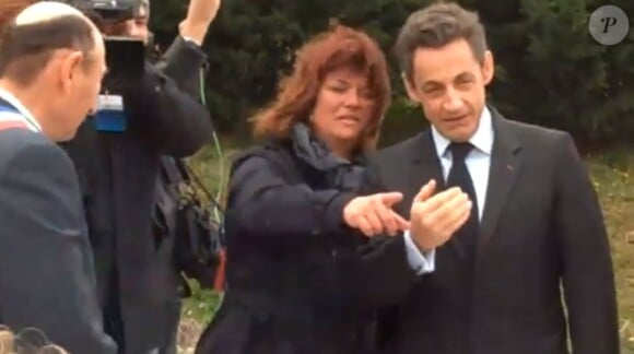 Visite de Nicolas Sarkozy chez la productrice de lait Sophie Poux, mars 2011.