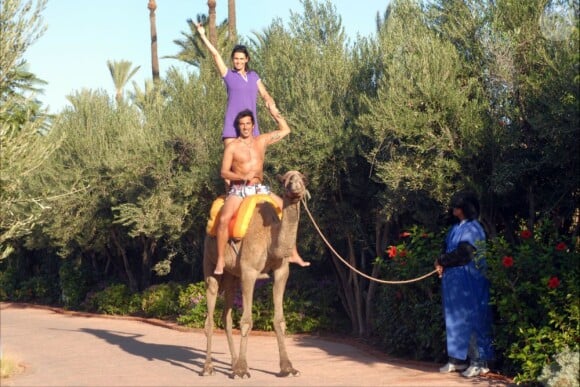 Adeline Blondieau et son compagnon Laurent Hubert, avec leur fille Wilona, à Marrakech pendant les vacances de la Toussaint