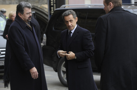 Nicolas Sarkozy lors des funérailles d'Etat de Vaclav Havel à Prague le 23 décembre 2011
