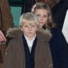 Les jeunes Sverre Magnus et Ingrid Isabella pas emballés par leur sortie à l'église ? La famille royale de Norvège de sortie pour la messe de Noël, dans la soirée du 24 décembre 2011 à Oslo.