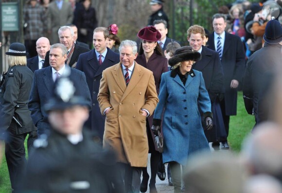 Les royaux britanniques au matin du 25 décembre 2011 à Sandringham (Norfolk).