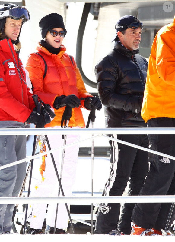 Antonio Banderas et  Mélanie Griffith : ski à Aspen le 27 décembre 2011
