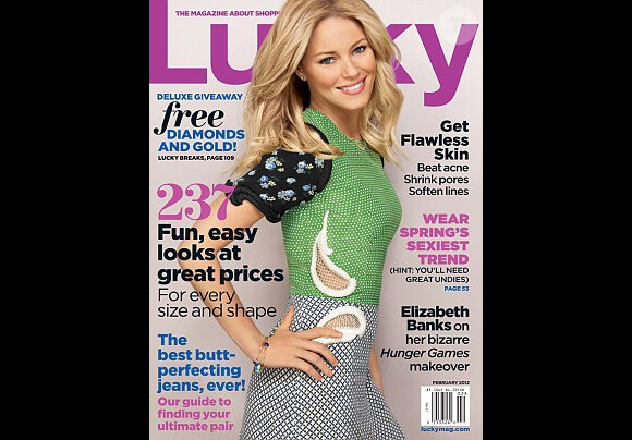 Elizabeth Banks en couverture du magazine Lucky - février 2012