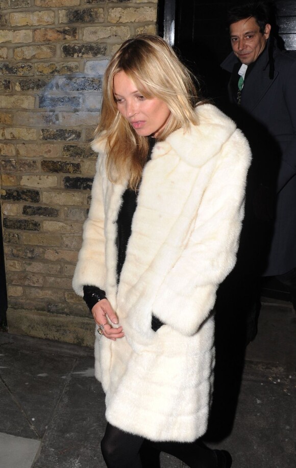 Kate Moss lors de sa soirée d'anniversaire à Londres le 16 janvier 2012