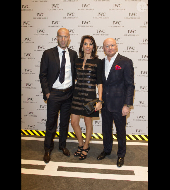 Zinedine Zidane, sa femme Véronique et Georges Kern le 17 janvier 2012 à Genève lors du Gala IWC Top Gun