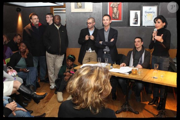 Rachida Dati participe à un débat de quartier dans le XIXe arrondissement de Paris, le 18 janvier 2012.