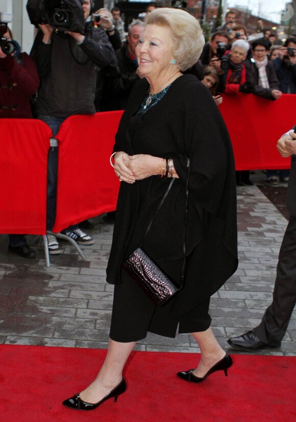 La reine Beatrix à la première de la comédie musicale La Nouvelle Ère glaciaire à Rotterdam, le 21 janvier 2012.
