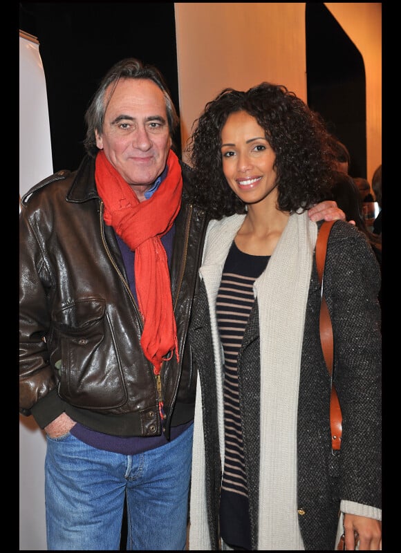 Philippe Lavil et Sonia Rolland lors de la projection privée du téléfilm Toussaint Louverture, à Paris, le 18 janvier 2012