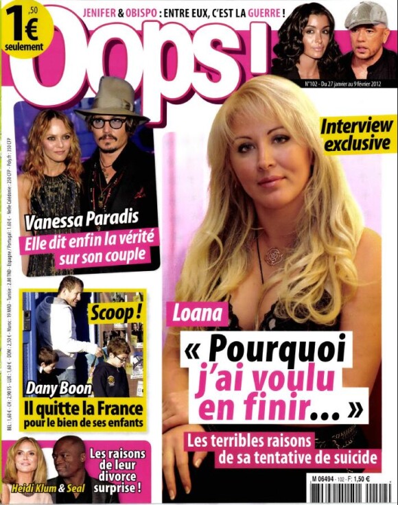 Loana en couverture de Oops! en kiosques le vendredi 27 janvier 2012