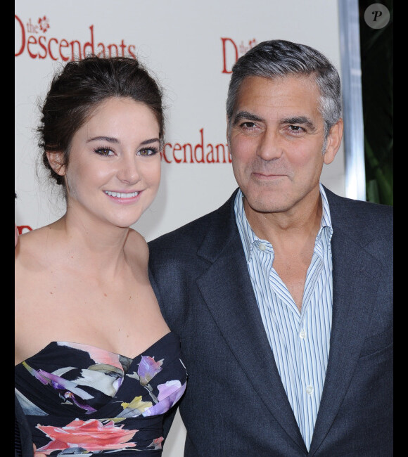 Shailene Woodley et George Clooney en novembre 2011 à Beverly Hills