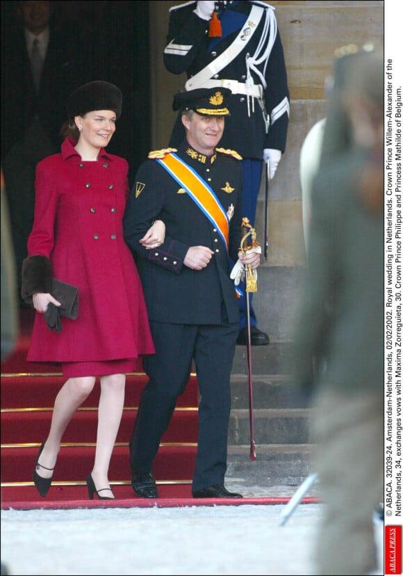 Mathilde et Philippe de Belgique au mariage de Willem-Alexander et Maxima des Pays-Bas.
Le prince Willem-Alexander des Pays-Bas et la princesse Maxima se sont mariés le 2 février 2002 à Amsterdam. Le 2 février 2012, ils célébraient leurs noces d'étain.