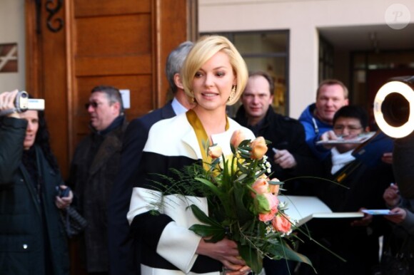 Katherine Heigl, gâtée, au sein de la mairie d'Esslingen en Allemagne le 3 février 2012