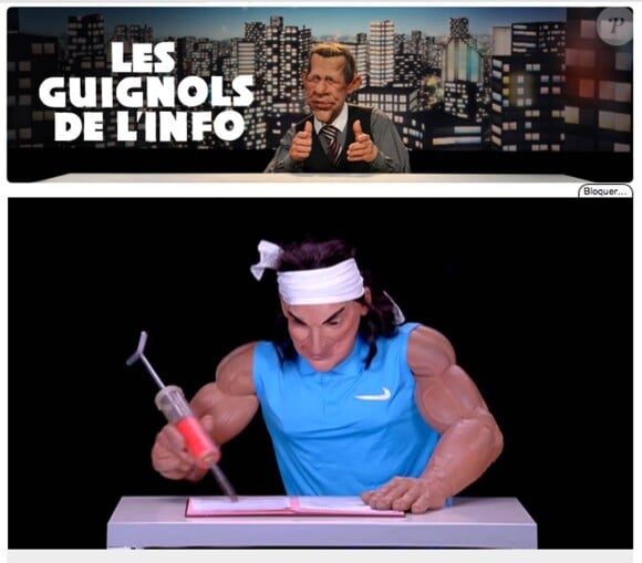 Rafael Nadal dans le sketch "L'Auberge espagnole" des  Guignols de l'info le 8 février 2012 sur Canal+.