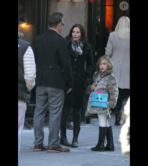 David Arquette, Courteney Cox et leur petite Coco ont déjeuné au Balthazar à SoHo à New York le 13 février 2012