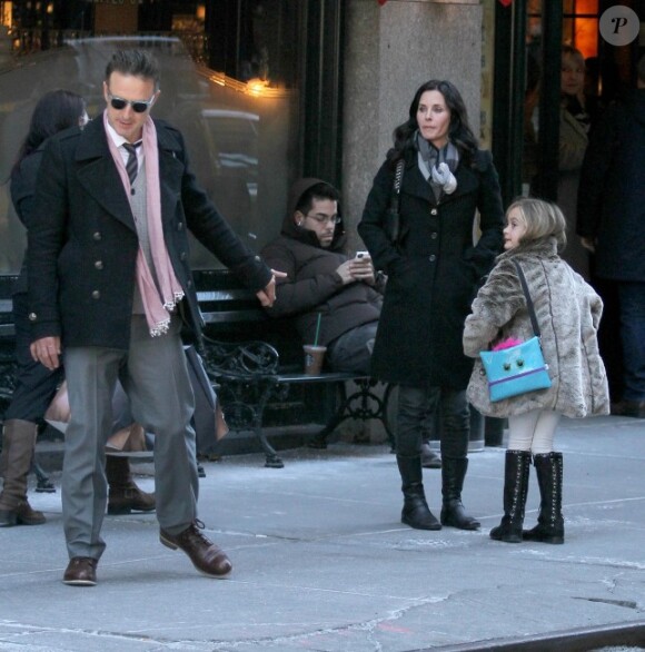 David Arquette, Courteney Cox et leur petite Coco ont déjeuné au Balthazar à SoHo à New York le 13 février 2012