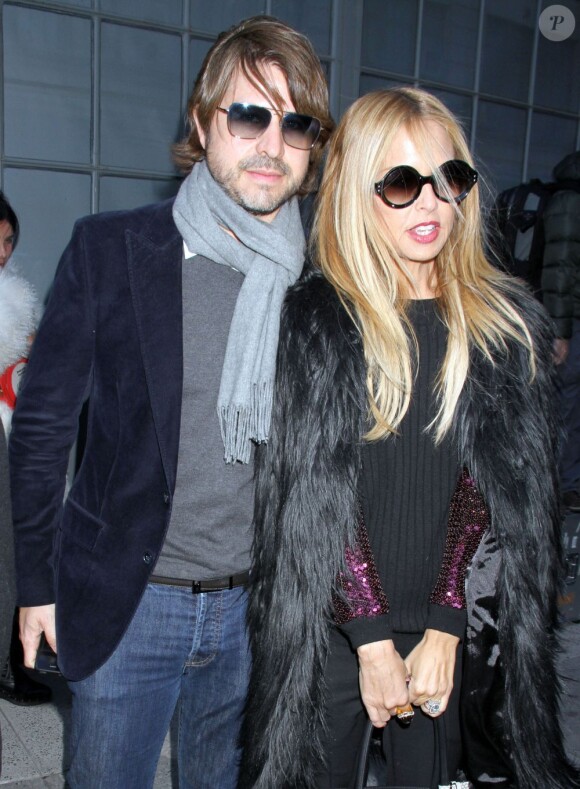 Rachel Zoe et son mari Rodger Berman se sont rendus en amoureux au défilé Donna Karan à New York, le 13 février 2012.