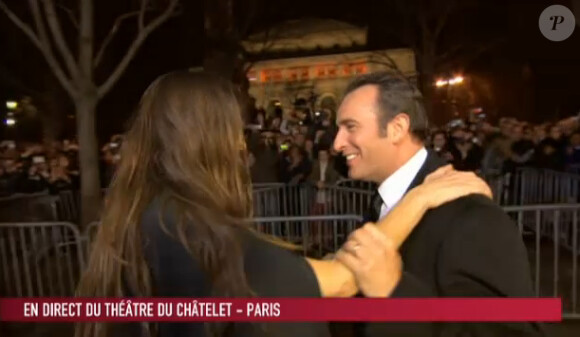 Jean Dujardin et Maïwenn arrivent à la cérémonie des César, le 24 février 2012.