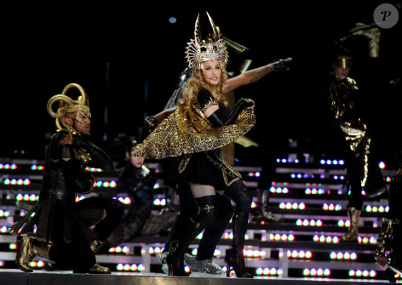 Madonna lors de son show du Super Bowl le 5 février 2012 à Indianapolis