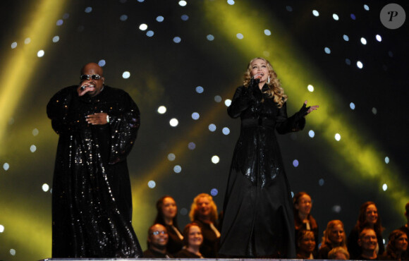 Madonna et Cee Lo Green  lors de son show du Super Bowl le 5 février 2012 à Indianapolis