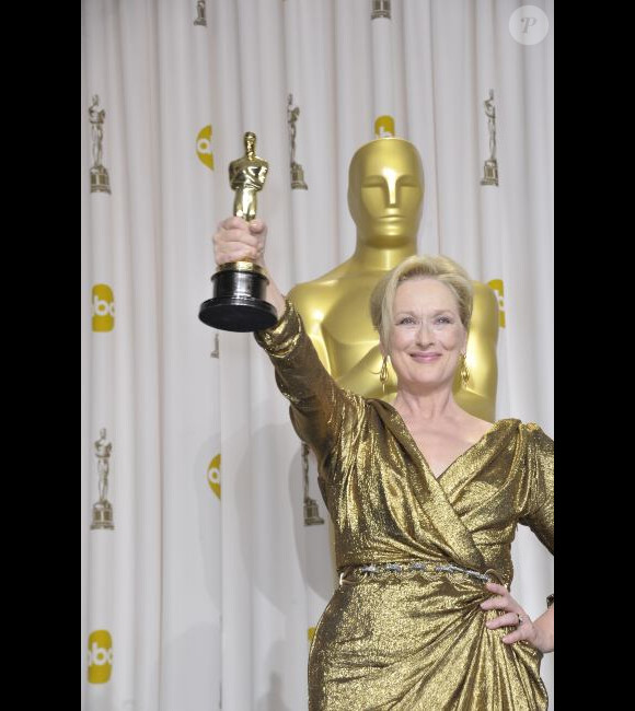 Meryl Streep, sacrée meilleure actrice, lors des Oscars le 26 février 2012