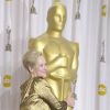 Meryl Streep, sacrée meilleure actrice et débordante d'enthousiasme, lors des Oscars le 26 février 2012