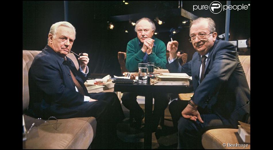 Pierre Dumayet (à gauche), lors de l'émission Libre échange en décembre