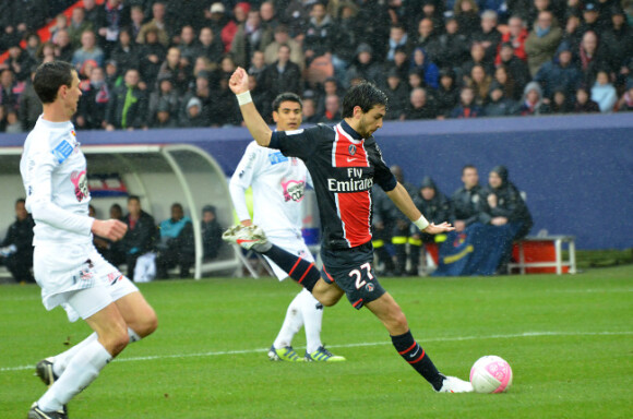 Javier Pastore le 4 mars 2012 au Parc des Princes lors du match PSG-Ajaccio (4-1)
