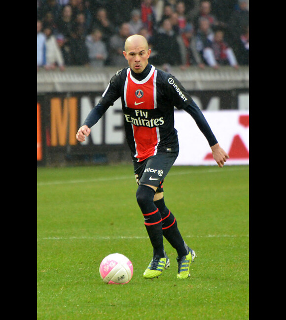 Christophe Jallet le 4 mars 2012 au Parc des Princes lors du match PSG-Ajaccio (4-1)