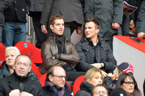 Richard Gasquet et un ami le 4 mars 2012 au Parc des Princes lors du match PSG-Ajaccio (4-1)